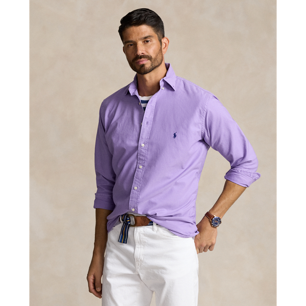 Shop Polo Ralph Lauren Garment-dyed Oxford Shirt In Purple Martin