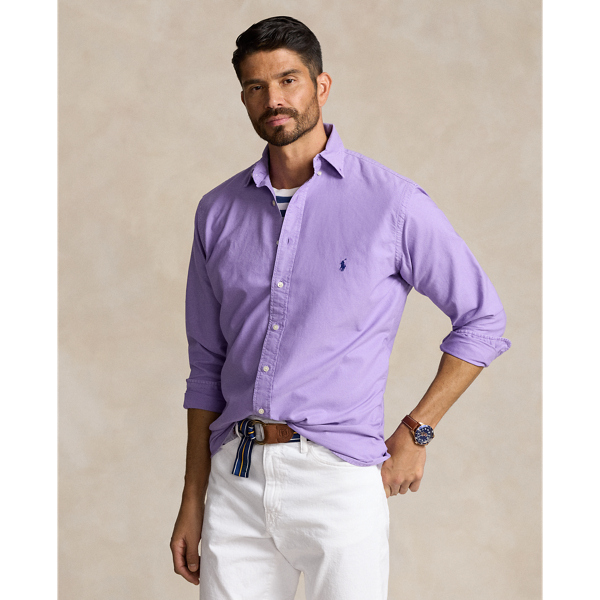 Polo Ralph Lauren Garment-dyed Oxford Shirt In Purple Martin