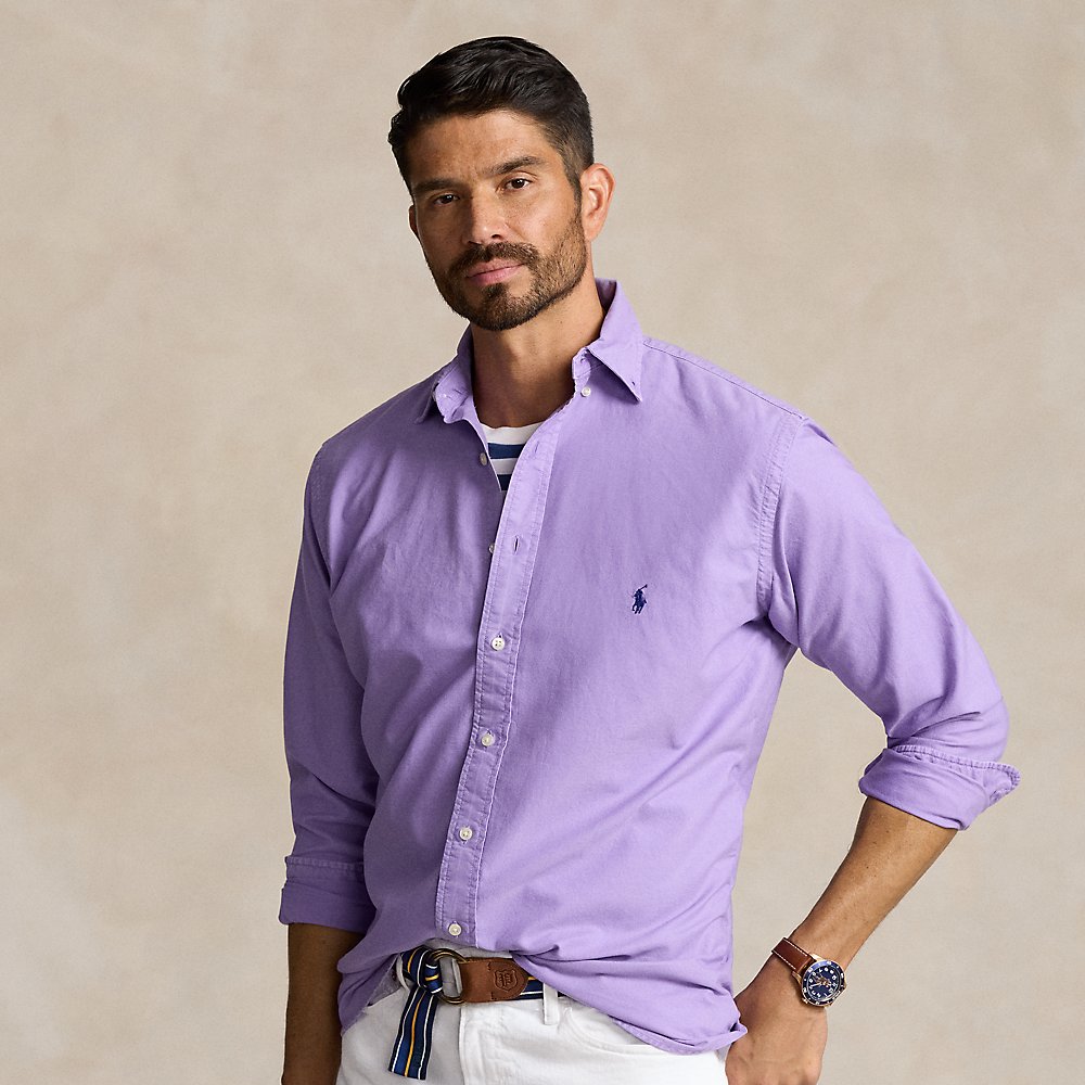 Shop Polo Ralph Lauren Garment-dyed Oxford Shirt In Purple Martin