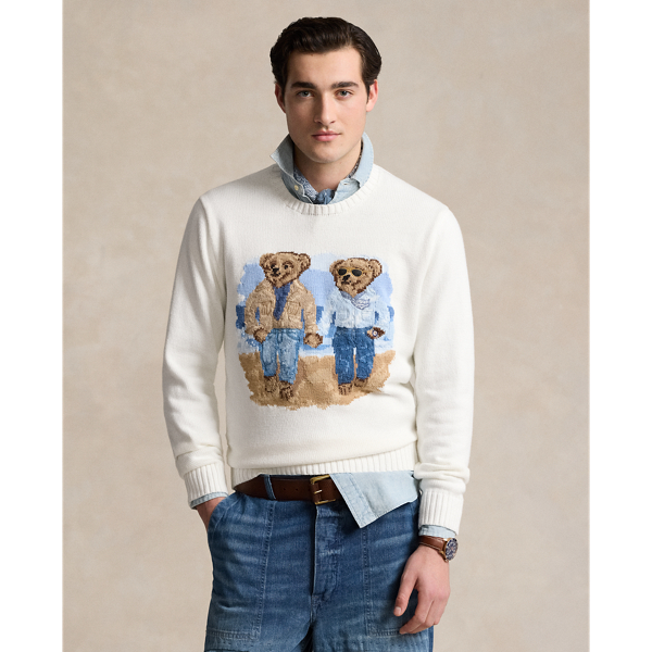 Ralph Lauren The Ralph & Ricky Bear Sweater In Deckwash White