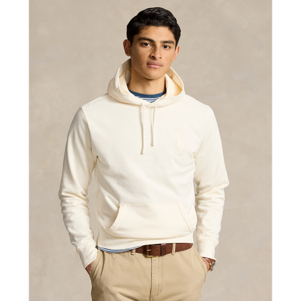 Shop Polo Ralph Lauren Big Pony Loopback Fleece Hoodie In Cream