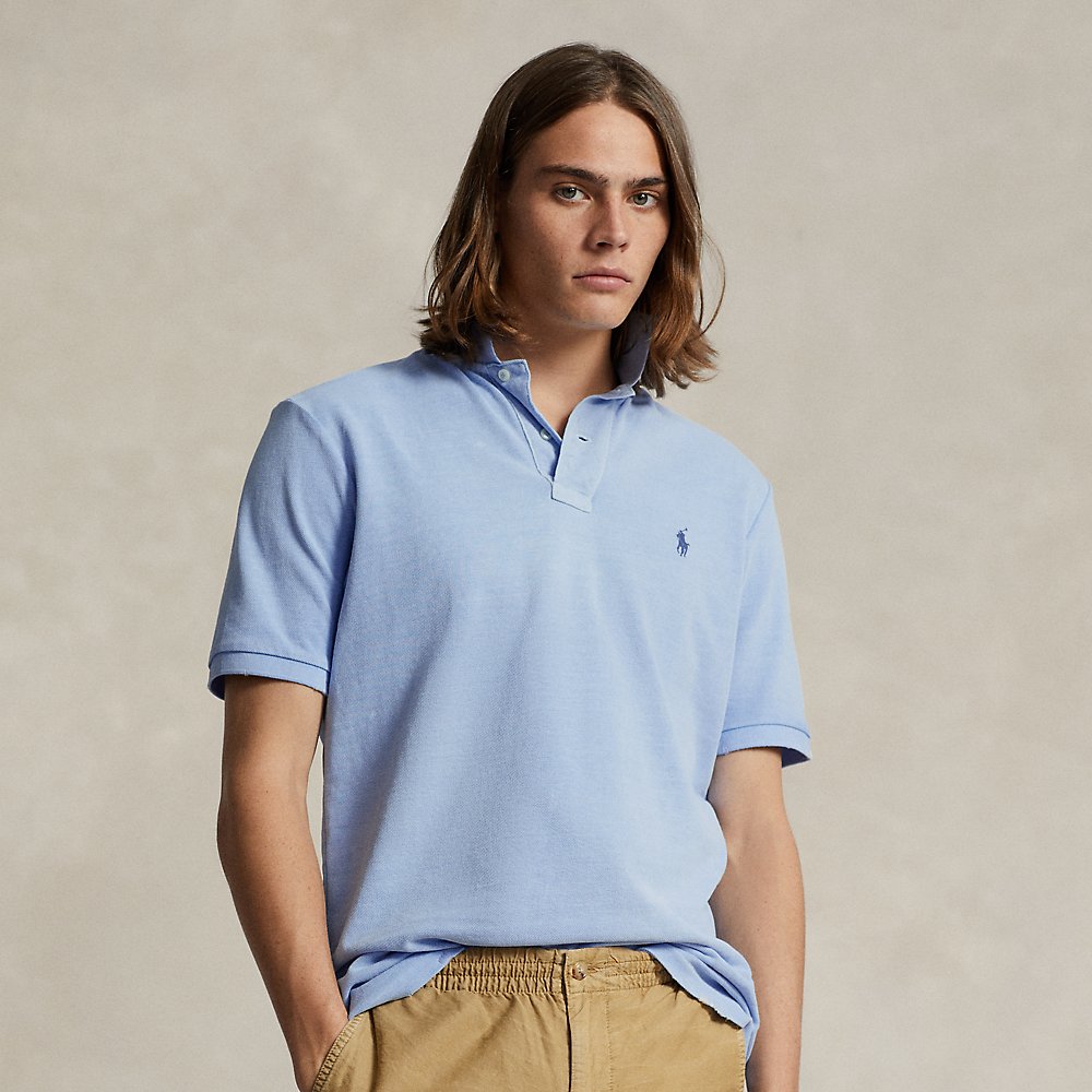 Shop Ralph Lauren Classic Fit Garment-dyed Mesh Polo Shirt In Austin Blue