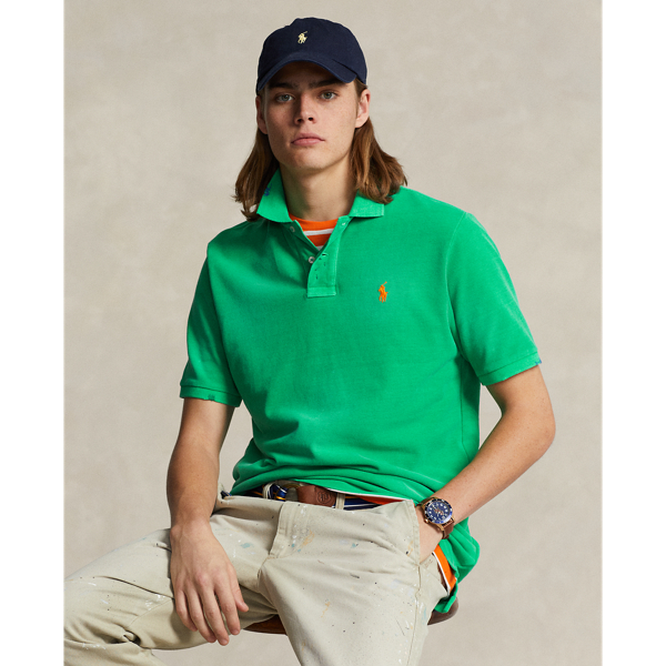 Ralph Lauren Classic Fit Garment-dyed Mesh Polo Shirt In Grasshopper Green