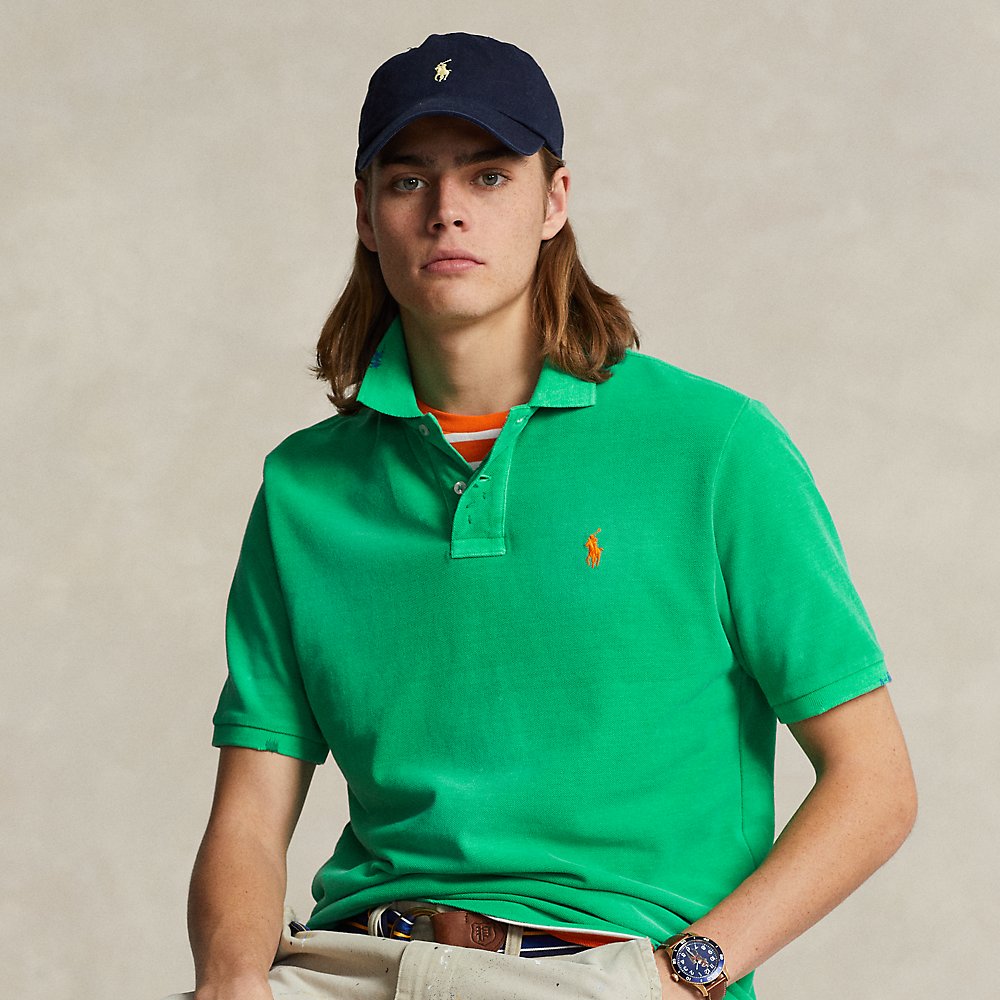Ralph Lauren Classic Fit Garment-dyed Mesh Polo Shirt In Grasshopper Green