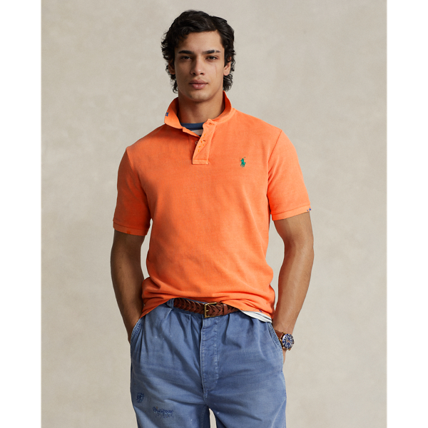 Ralph Lauren Classic Fit Garment-dyed Mesh Polo Shirt In May Orange