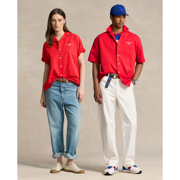 Shop Ralph Lauren Big Fit Polo Sport Chino Camp Shirt In Rl2000 Red