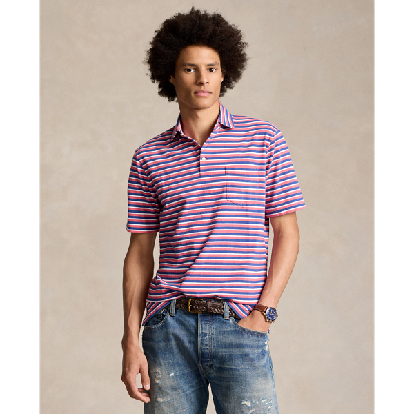 Ralph Lauren Classic Fit Cotton-linen Polo Shirt In Pale Red Multi