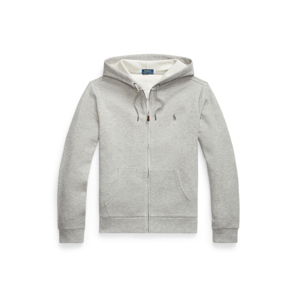 Shop Polo Ralph Lauren Double-knit Mesh Full-zip Hoodie In Grey