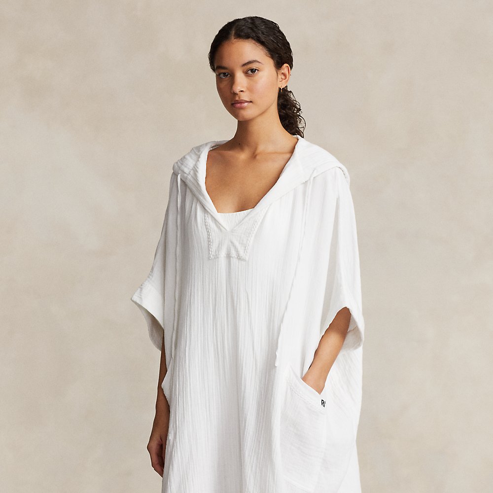 Shop Ralph Lauren Cotton Hooded Caftan Cover-up In White