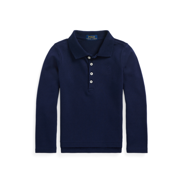 Polo Ralph Lauren Mesh Uniform Long-sleeve Polo Shirt In Navy