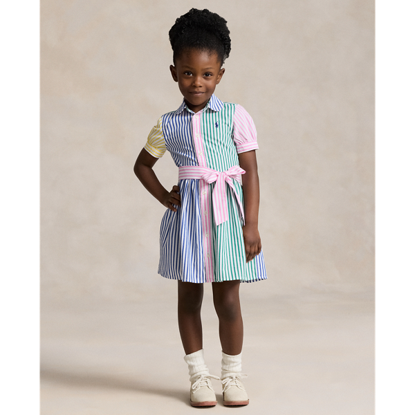 Polo Ralph Lauren Kids' Big Girls Striped Cotton Fun Shirtdress In Multi