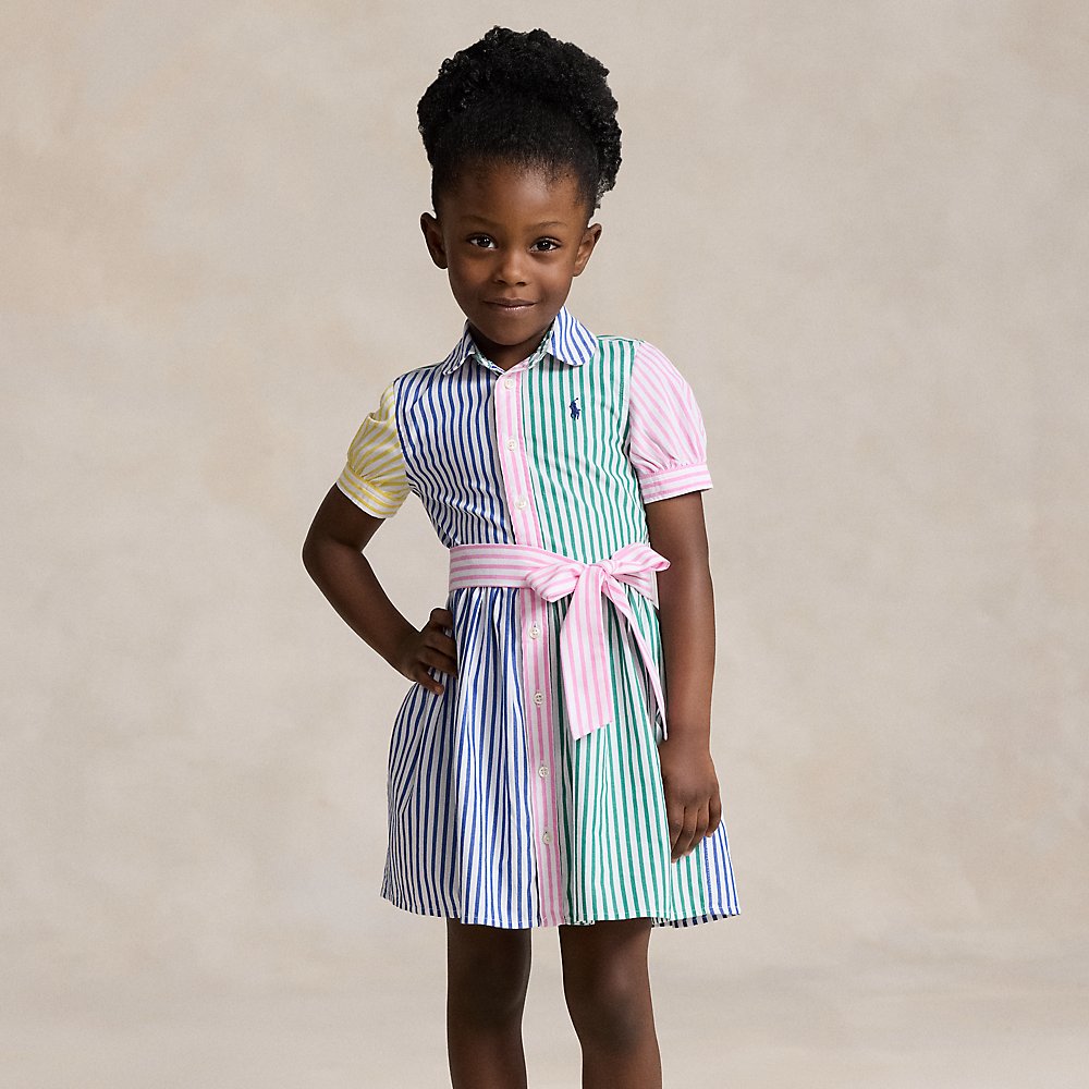 Polo Ralph Lauren Kids' Big Girls Striped Cotton Fun Shirtdress In Multi