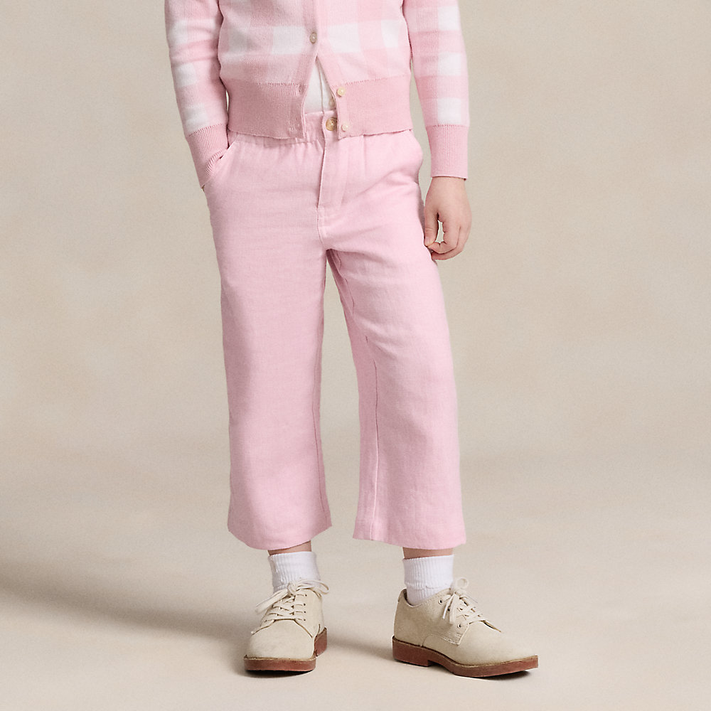 Polo Ralph Lauren Kids' Wide-leg Linen Pant In Garden Pink