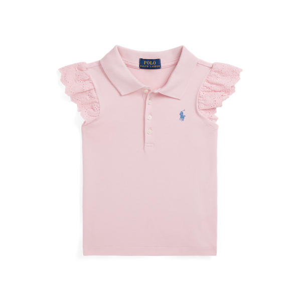 Shop Ralph Lauren Eyelet Stretch Mesh Polo Shirt In Pink