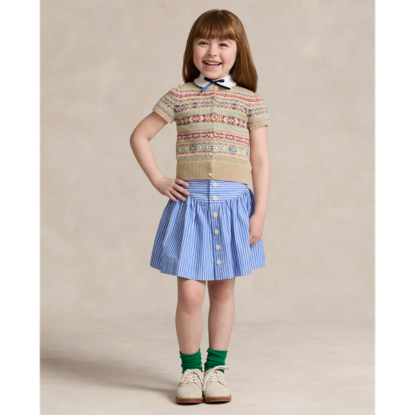 Polo Ralph Lauren Kids' Striped Cotton Poplin Skirt In Blue White