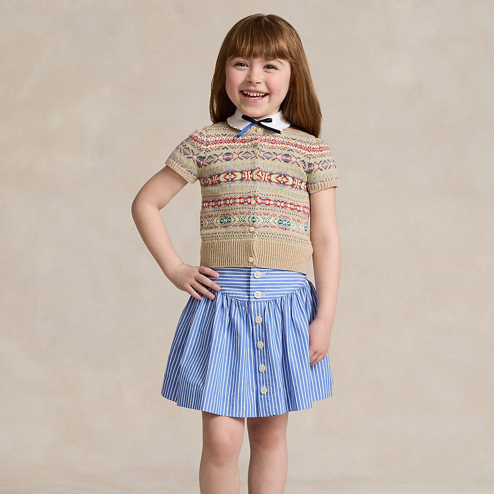Polo Ralph Lauren Kids' Striped Cotton Poplin Skirt In Blue White