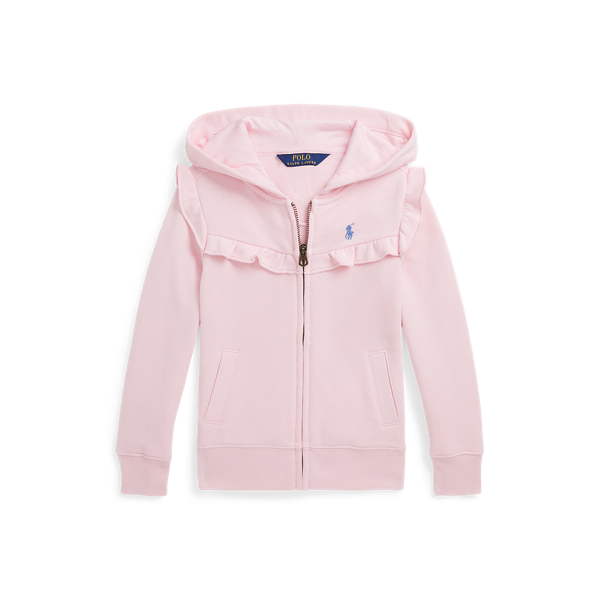 Shop Ralph Lauren Ruffled Terry Full-zip Hoodie In Pink