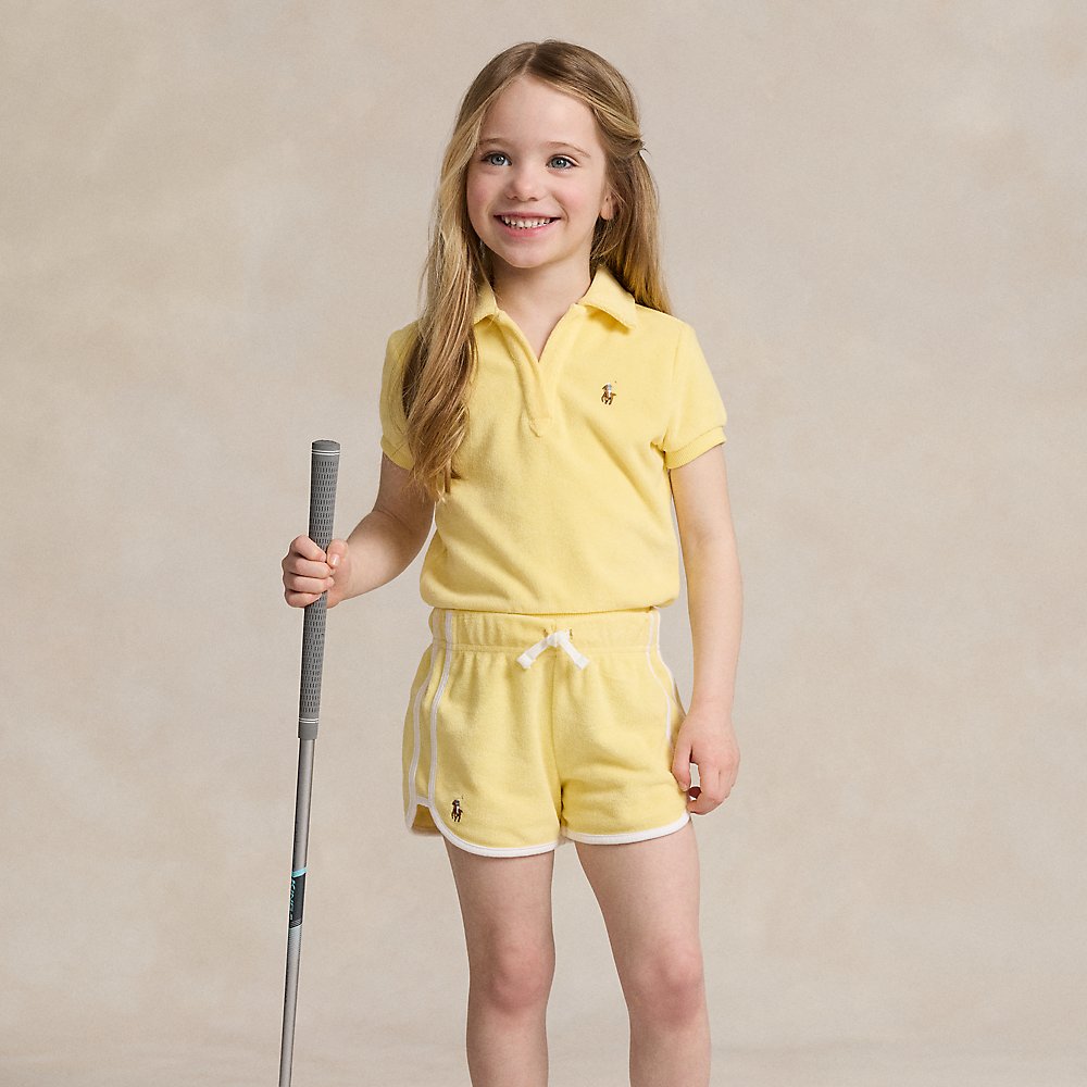 Polo Ralph Lauren Kids' Terry Polo Shirt & Short Set In Wicket Yellow