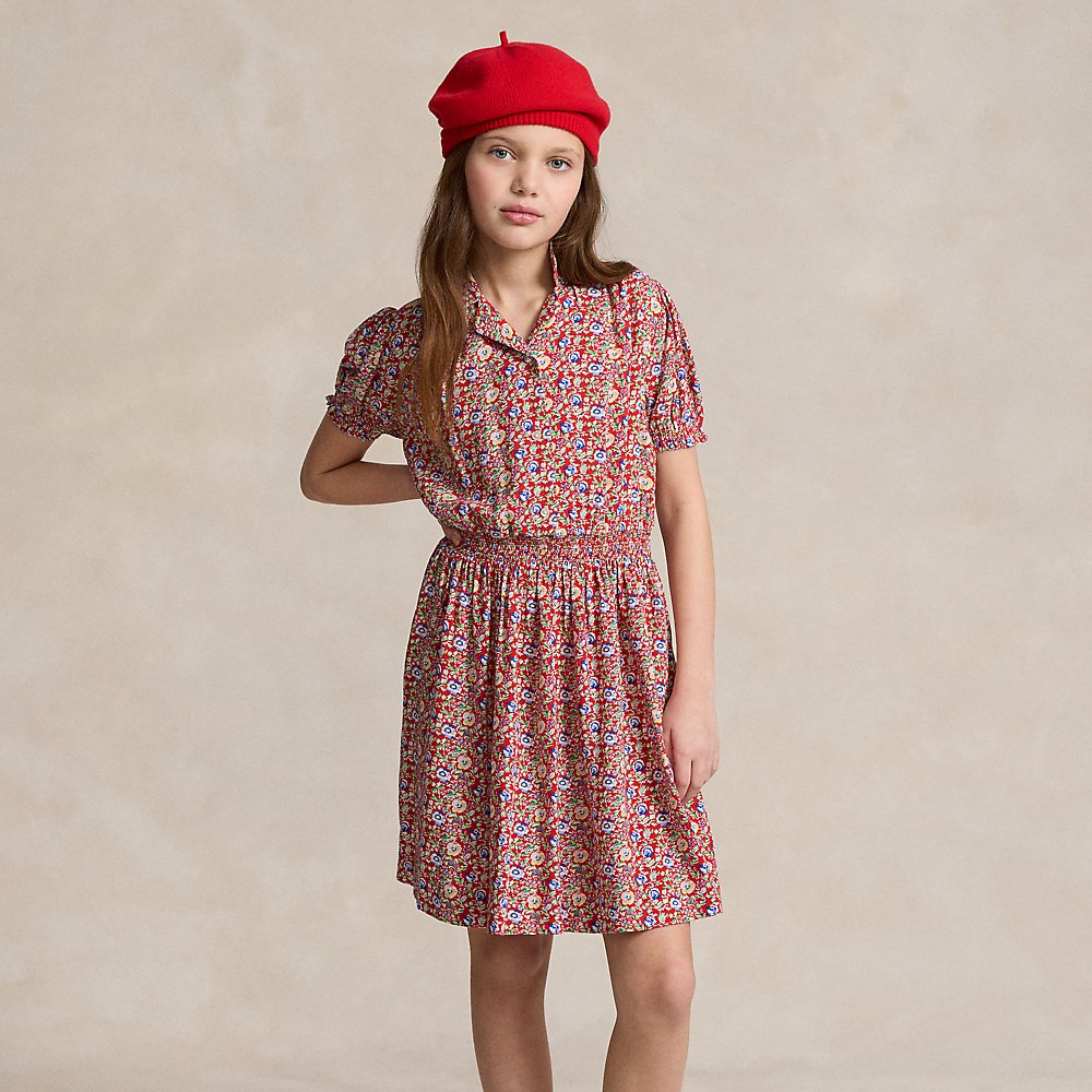 Polo Ralph Lauren Kids' Floral Smocked Dress In Beneda Floral Red