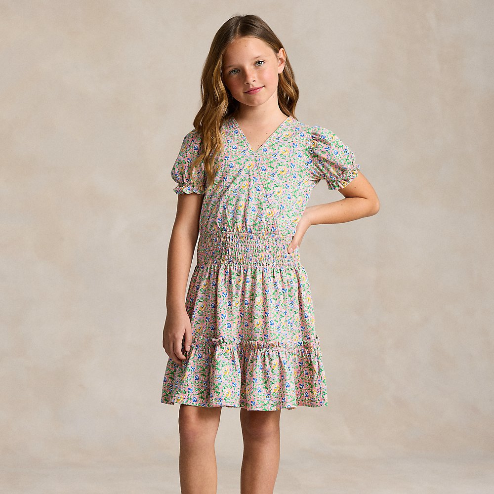 Polo Ralph Lauren Kids' Floral Faux-wrap Cotton Jersey Dress In Beneda Floral