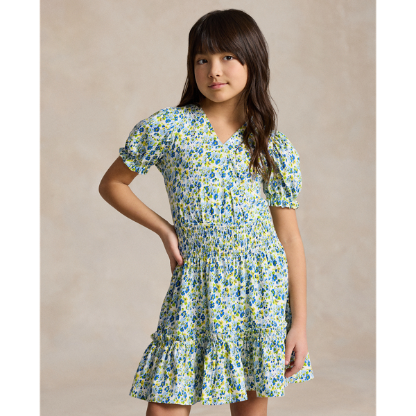 Polo Ralph Lauren Kids' Floral Faux-wrap Cotton Jersey Dress In Alma Foral