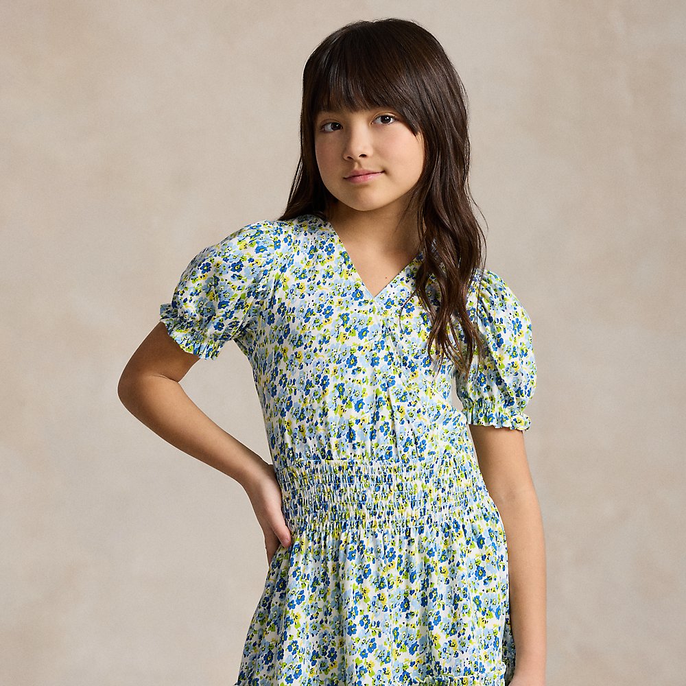 Polo Ralph Lauren Kids' Floral Faux-wrap Cotton Jersey Dress In Alma Foral