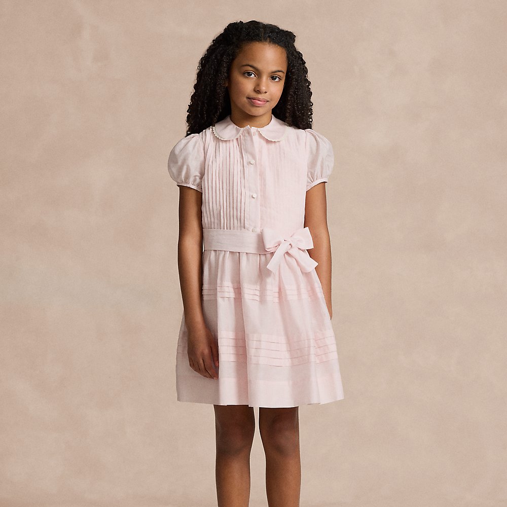 Polo Ralph Lauren Kids' Pleated Cotton-silk Dress In Pink