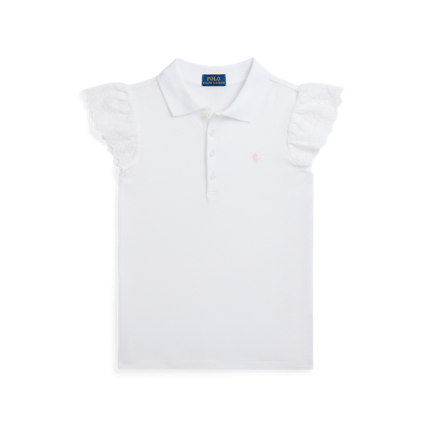 Shop Ralph Lauren Eyelet Stretch Mesh Polo Shirt In White