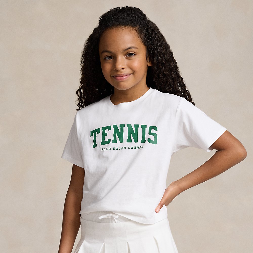 Polo Ralph Lauren Kids' Tennis Cotton Jersey Boxy Tee In White