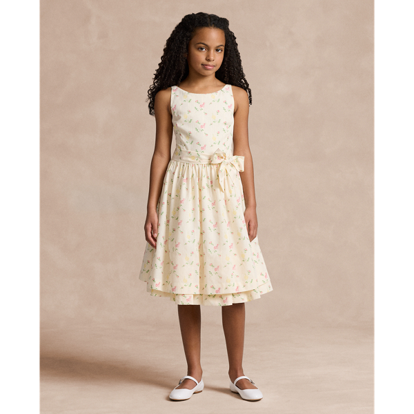 Shop Polo Ralph Lauren Striped Floral Cotton-blend Dress In Surene Floral