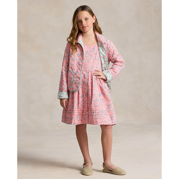 Polo Ralph Lauren Kids' Floral Linen-cotton Dress In Seze Floral