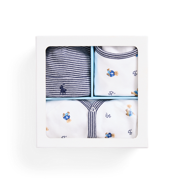 Polo Ralph Lauren Polo Bear Cotton 3-piece Gift Set In White Multi/refined Navy