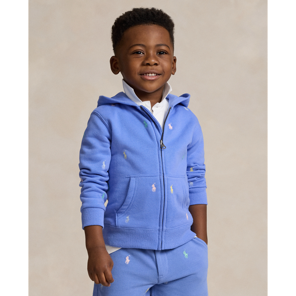 Polo Ralph Lauren Kids' Polo Pony Fleece Full-zip Hoodie In Harbor Island Blue