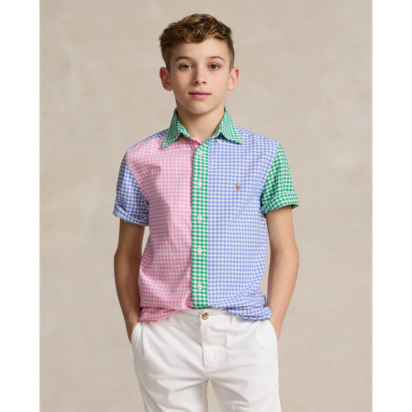 Polo Ralph Lauren Kids' Gingham Oxford Short-sleeve Fun Shirt In Gingham Funshirt