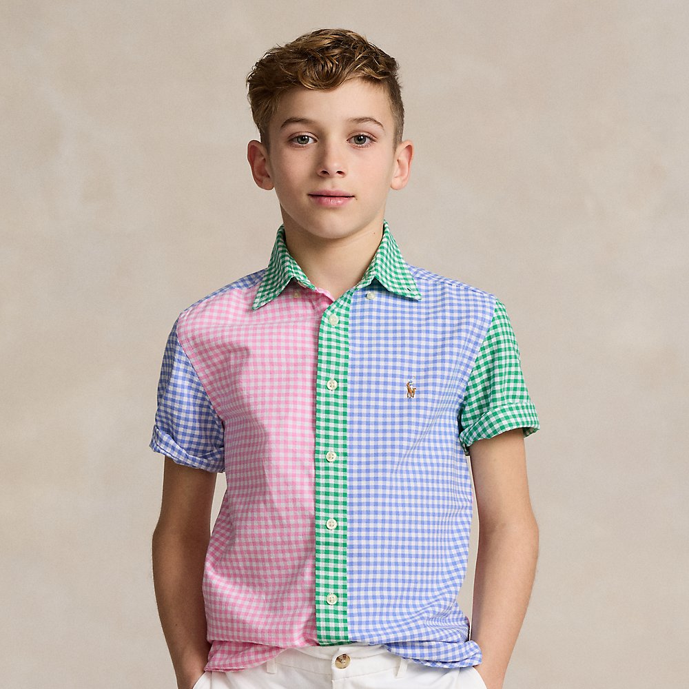Polo Ralph Lauren Kids' Gingham Oxford Short-sleeve Fun Shirt In Gingham Funshirt