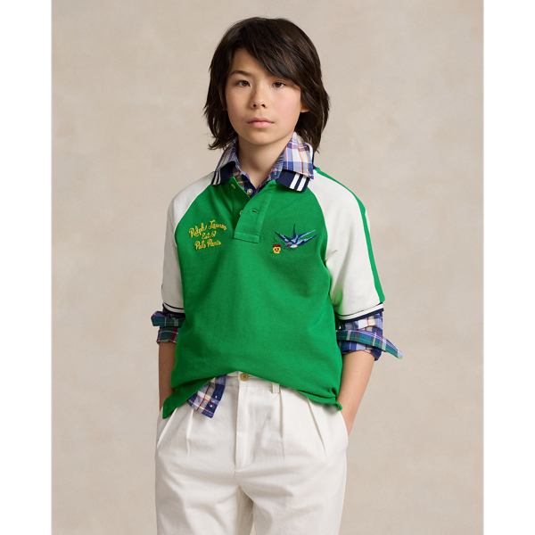 Polo Ralph Lauren Kids' Paris-embroidered Cotton Mesh Polo Shirt In Cruise Green