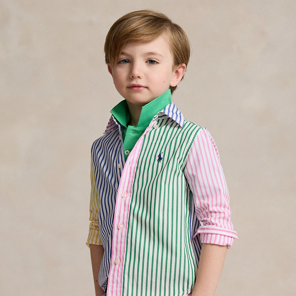 Polo Ralph Lauren Kids' Striped Cotton Poplin Fun Shirt In Funshirt