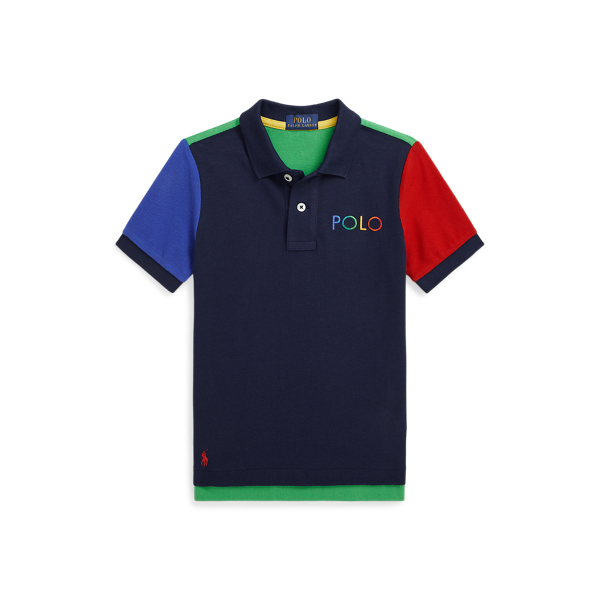 Shop Ralph Lauren Color-blocked Ombre-logo Mesh Polo Shirt In Multi