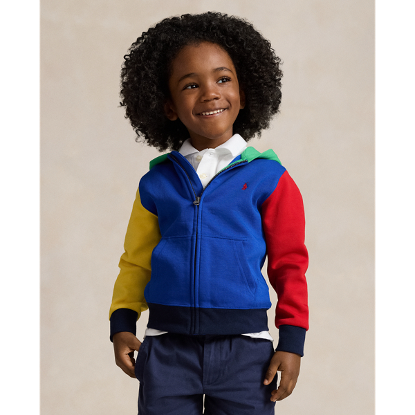 Polo Ralph Lauren Kids' Color-blocked Ombré-logo Zip Hoodie In Sapphire Star Multi