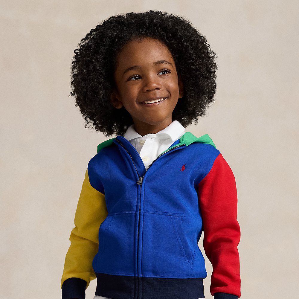 Polo Ralph Lauren Kids' Color-blocked Ombré-logo Zip Hoodie In Sapphire Star Multi