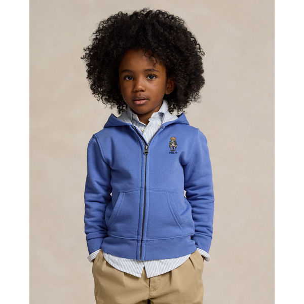 Polo Ralph Lauren Kids' Polo Bear Fleece Full-zip Hoodie In New England Blue