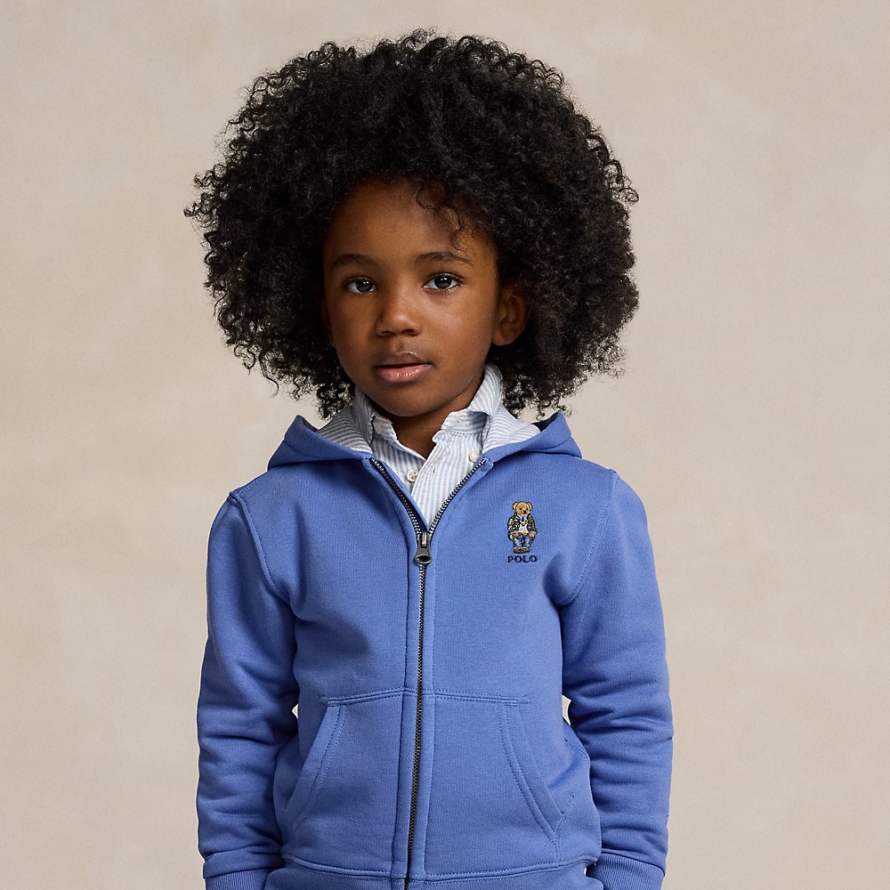 Polo Ralph Lauren Kids' Polo Bear Fleece Full-zip Hoodie In New England Blue
