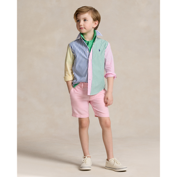 Shop Polo Ralph Lauren Straight Fit Linen-cotton Short In Carmel Pink