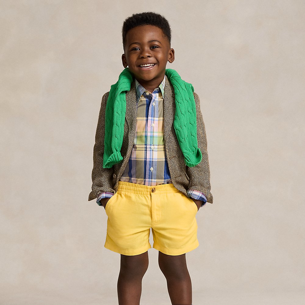 Polo Ralph Lauren Kids' Polo Prepster Linen-cotton Short In Oasis Yellow