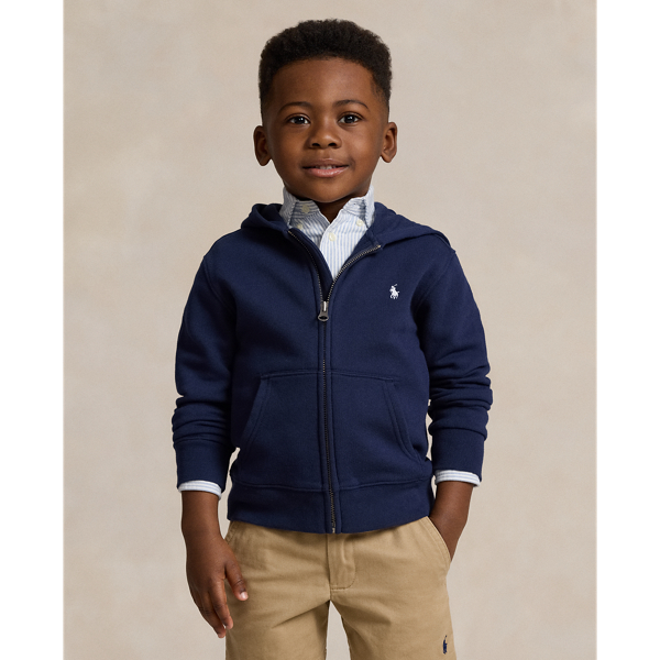 Polo Ralph Lauren Kids' Logo Spa Terry Full-zip Hoodie In Newport Navy