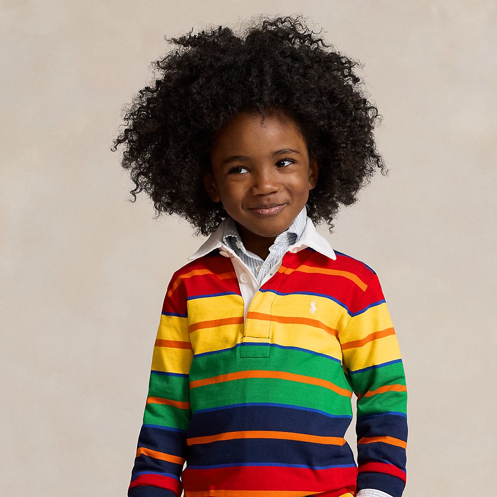 Polo Ralph Lauren Kids' The Iconic Rugby Shirt In Yellowfin Multi
