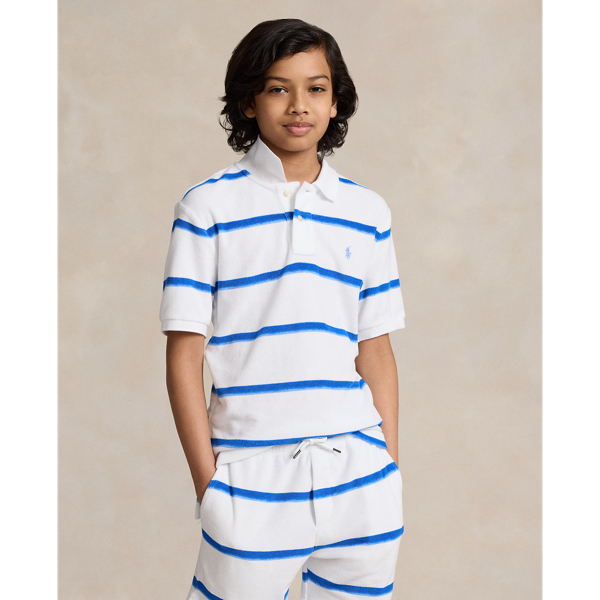 Polo Ralph Lauren Kids' Striped Terry Polo Shirt In Ombre Painted Stripes