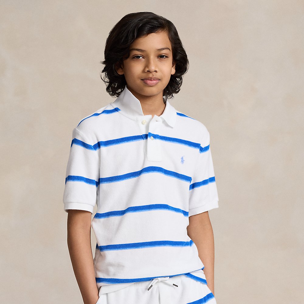 Polo Ralph Lauren Kids' Striped Terry Polo Shirt In Ombre Painted Stripes