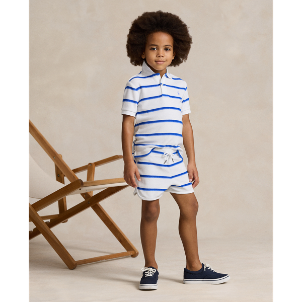 Polo Ralph Lauren Kids' Striped Terry Polo Shirt & Short Set In Ombre Painted Stripes