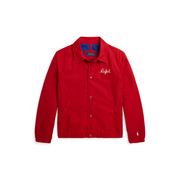 Shop Ralph Lauren Cotton Poplin Coach Jacket In Red